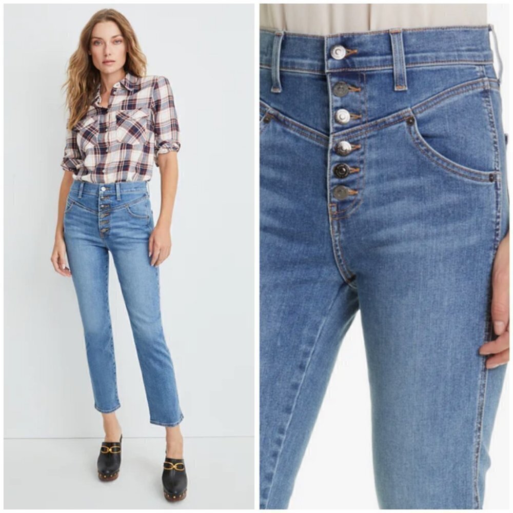 💕VERONICA BEARD💕 Ryleigh Slim-Straight Jeans Front Yoke Durango Blue 28 NWT